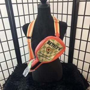 Betsey Johnson Coral Pickleball Championship Crossbody Belt Bag